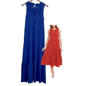 MAX STUDIO Tiered Maxi Dress in Royal Blue S